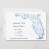 Mariage à Miami Floride Élégant Carte Bleue Marine (Devant)
