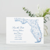 Mariage à Miami Floride Élégant Carte Bleue Marine (Debout devant)