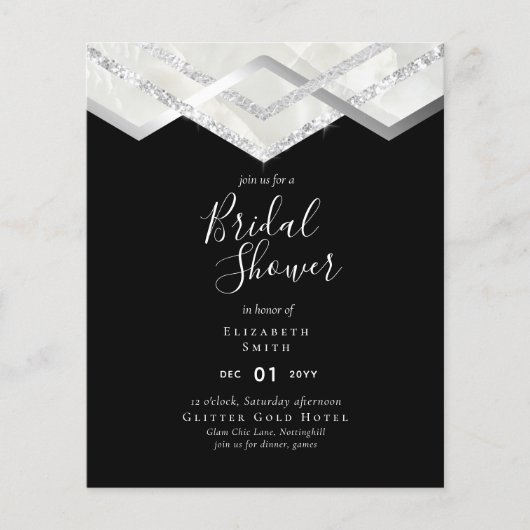 Mariage à moindre budget FLYER Invitation Glam Dec (Devant)