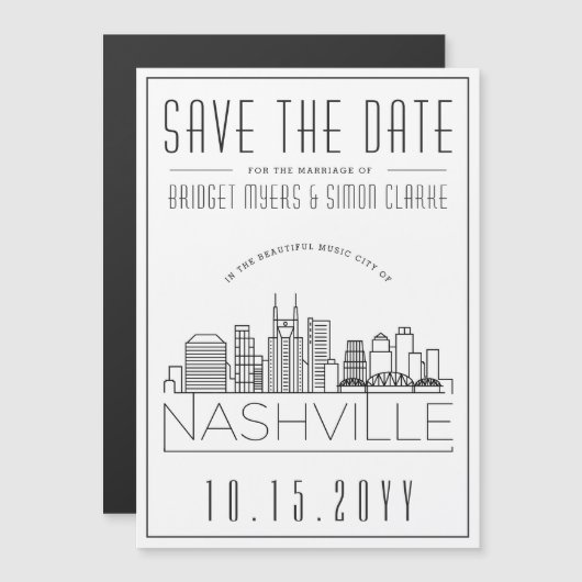 Mariage à Nashville | Horizon stylisé, carte de sa (Devant / Derrière)