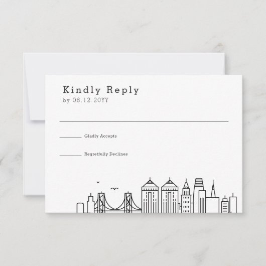 Mariage à Oakland | RSVP à la skyline stylisée (Devant)