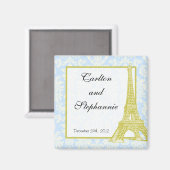Mariage à Paris Aimant bleu Damas Favoriser (Recto/Verso)