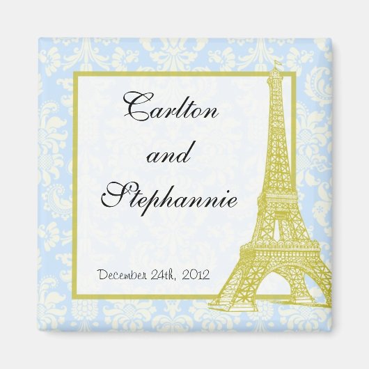 Mariage à Paris Aimant bleu Damas Favoriser (Devant)