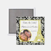 Mariage à Paris Black Damask Faire-part Magnet (Recto/Verso)