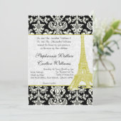Mariage à Paris Black Damask Invitation (Debout devant)