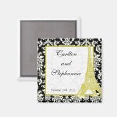 Mariage à Paris Black Damask Magnet Favoriser (Recto/Verso)