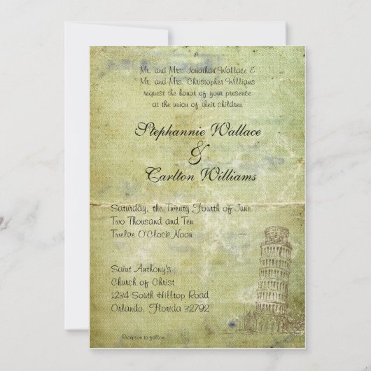 Mariage à Pise Invitation (Devant)