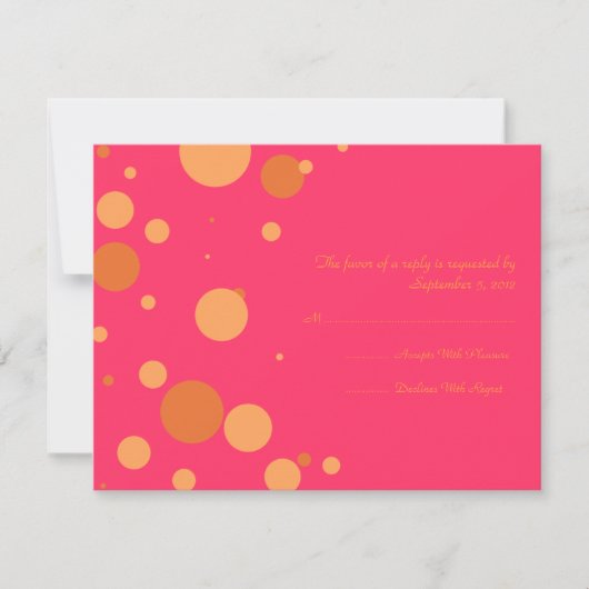 Mariage à points de Polka orange et rose RSVP (Devant)