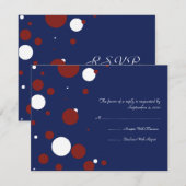 Mariage à points Polka rouge, blanc et bleu RSVP (Devant / Derrière)