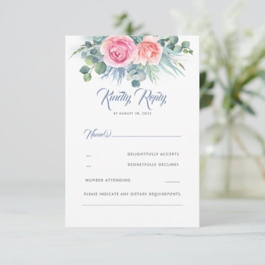 Mariage à quartz bleu et rose Dusty RSVP (Debout devant)