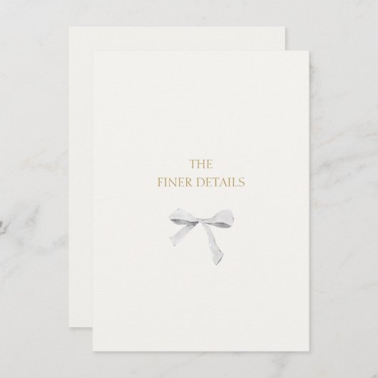 Mariage à ruban blanc tendance Détails Carte de bo (Devant / Derrière)