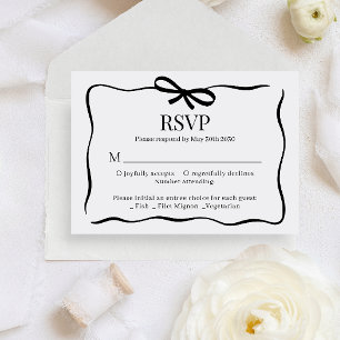 MARIAGE À THÈME Noir Fantaisiste Menu RSVP