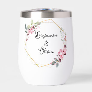 Mariage à vin thermique rose et or