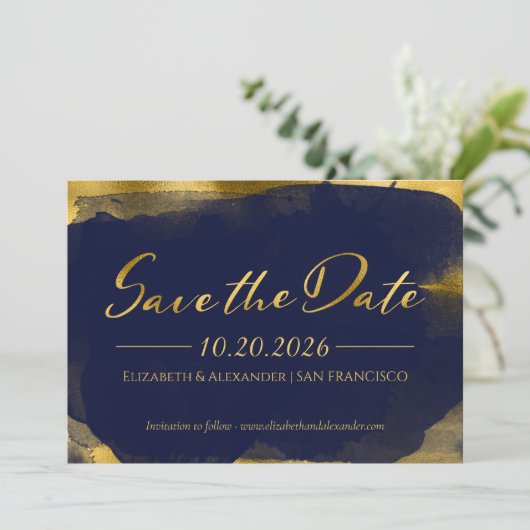Mariage Abstrait Enregistrer la date Invitations | (Debout devant)