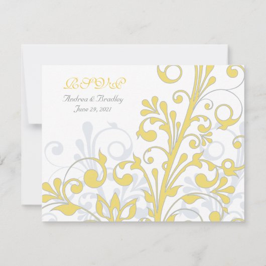 Mariage Abstrait  gris jaune RSVP (Dos)