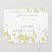 Mariage Abstrait gris jaune RSVP (Devant / Derrière)