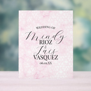 Mariage Abstrait Rose Script Noir 