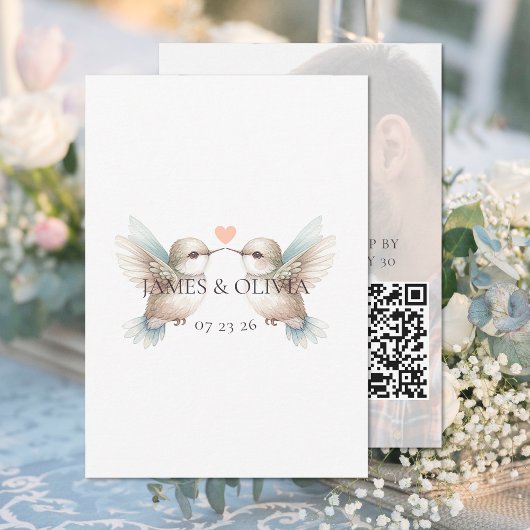 Mariage adorable Ajouter photo Code QR Cartes RSVP