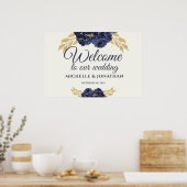 Mariage Affiche de bienvenue bleu bleu marine 30x2 (Cuisine)