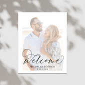 Mariage Affiche de bienvenue Élégant Script Photo