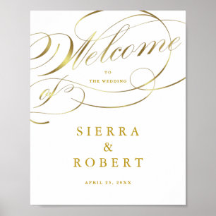 Mariage Affiche de bienvenue Fancy Faux Gold Scrip