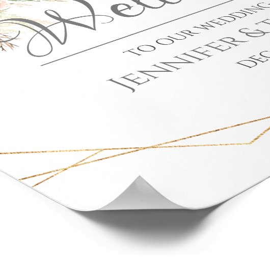 Mariage Affiche de bienvenue Roses Blush (Coin)