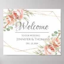 Mariage Affiche de bienvenue Roses Blush
