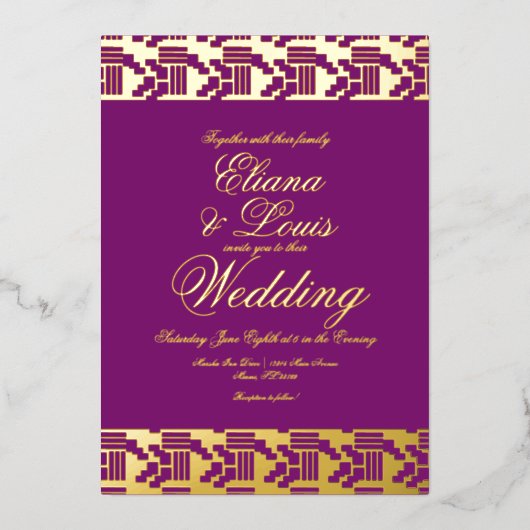 Mariage Africain Marquage Pressing Foil Invitation (Recto)
