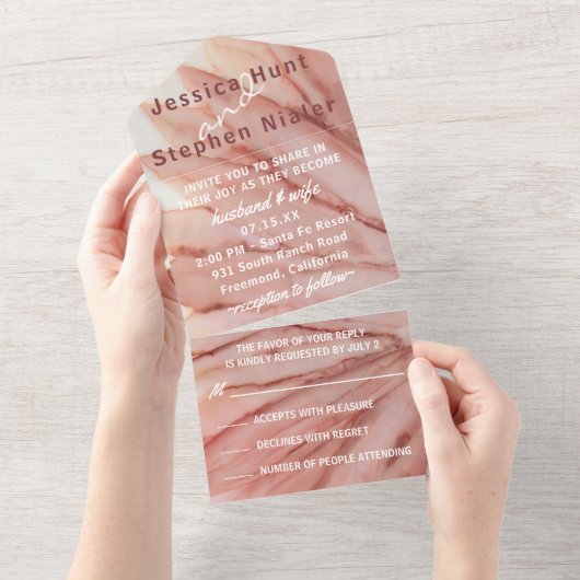 Mariage All N One Invitation Plutôt en rose (Déchirure)