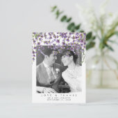 mariage amour et merci photo carte postale lavande (Debout devant)