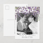 mariage amour et merci photo carte postale lavande (Devant / Derrière)