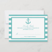 Mariage Ancre en bande turquoise marine RSVP (Devant)