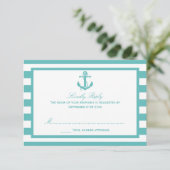 Mariage Ancre en bande turquoise marine RSVP (Debout devant)