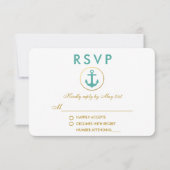 Mariage Ancre nautique Turquoise or RSVP (Devant)