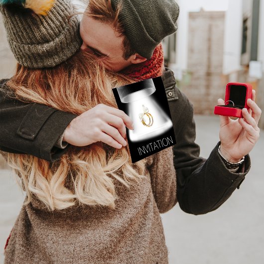 Mariage Anneaux d'or Vip moderne Invitation