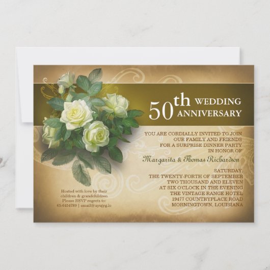 mariage anniversaire belle invitations vintages (Devant)