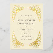 Mariage Anniversaire Gold Foil Invitation (Recto)