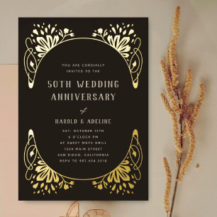 Mariage Anniversaire Gold Foil Invitation