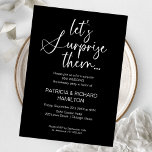 Mariage Anniversaire Invitations à la fête surpris<br><div class="desc">Célébrez votre anniversaire de mariage avec style grâce à nos élégantes invitations à la calligraphie. Ils peuvent être personnalisés avec vos détails et customisés à n'importe quelle couleur.</div>