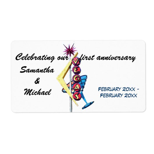 Mariage Anniversaire Las Vegas Vins Étiquettes (Devant)