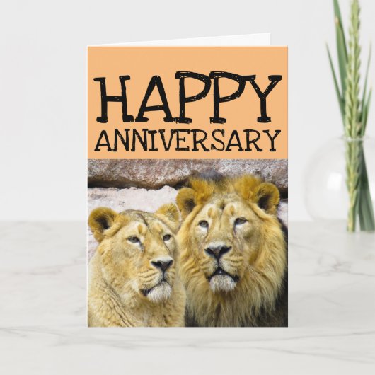 MARIAGE ANNIVERSAIRE LION COUPLE GRANDE CARTE POUR (Devant)