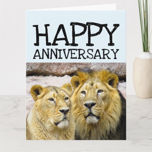 MARIAGE ANNIVERSAIRE LION COUPLE GRANDE CARTE POUR (Devant)