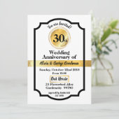 Mariage Anniversaire or élégante carte d'invitatio (Debout devant)