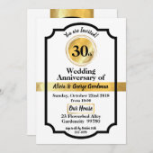Mariage Anniversaire or élégante carte d'invitatio (Devant / Derrière)