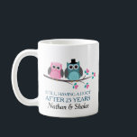 Mariage Anniversaire Personnalisé Chouette Mug cad<br><div class="desc">Cette mignonne paire de chouettes avec l'expression Toujours avoir un chaud après 25 ans est une excellente idée cadeau pour un cadeau du 25e anniversaire de mariage. Personnalisez avec leur nom pour son et le sien jumelé mari et femme mugs et changez la date à 50ème, 40ème ou autre année....</div>