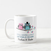 Mariage Anniversaire Personnalisé Chouette Mug cad