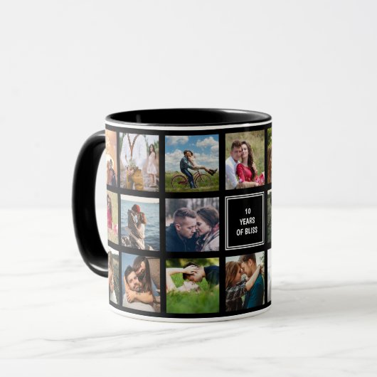 Mariage Anniversaire Photo Collage Cusom Mug (Devant gauche)
