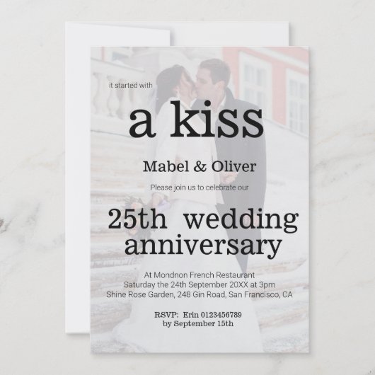 Mariage Anniversaire Photo Moderne Chic Invitation (Devant)