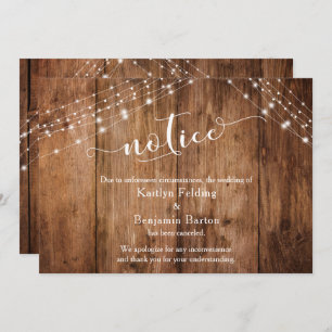 Mariage Annulé de la carte Rustic Wood & Lights No