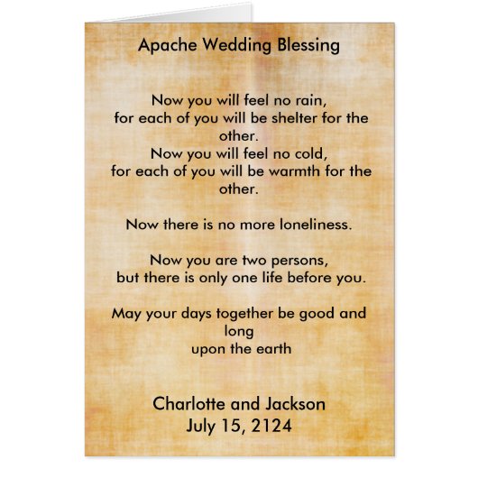 Mariage Apache Bénédiction vieux papier 3 (Devant)
